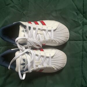 Adidas Kids White and Red Sneakers